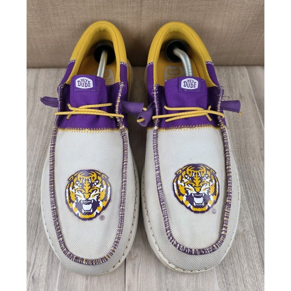 Hey Dude Wally Tri LSU Tigers Purple Gold Mens Slip On Shoes Sneakers Mens 12